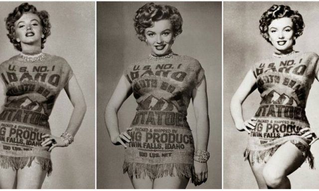 Marilyn Monroe trong một chiếc đầm được tái chế upcycle từ bao đựng bột mì